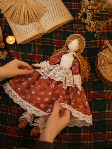 Velumi Rusted Rose Lace Charm Doll – Handcrafted Vintage Floral Heirloom