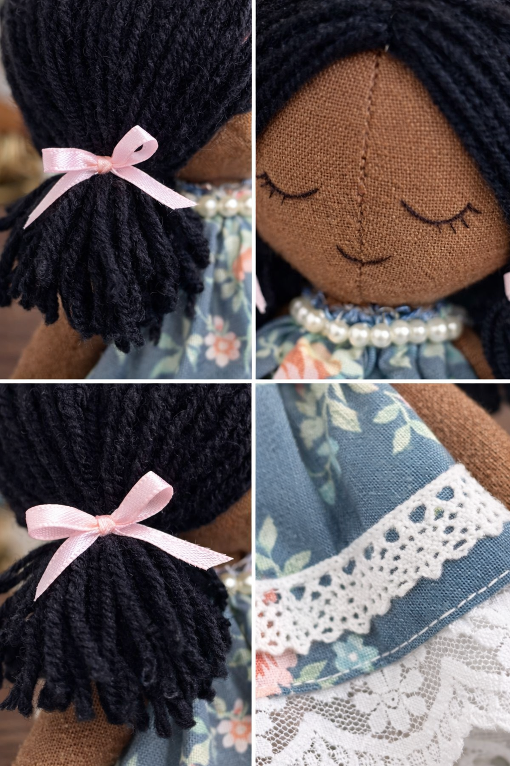 Velumi Serenity Meadow Doll – Handmade Calm Spirit with Fixed Outfit & Soft Vintage Charm