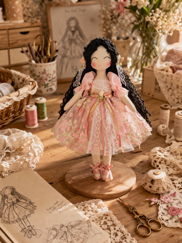 Rosé Garden Belle – Handmade Lace Doll with Blush Floral Elegance & Timeless Charm