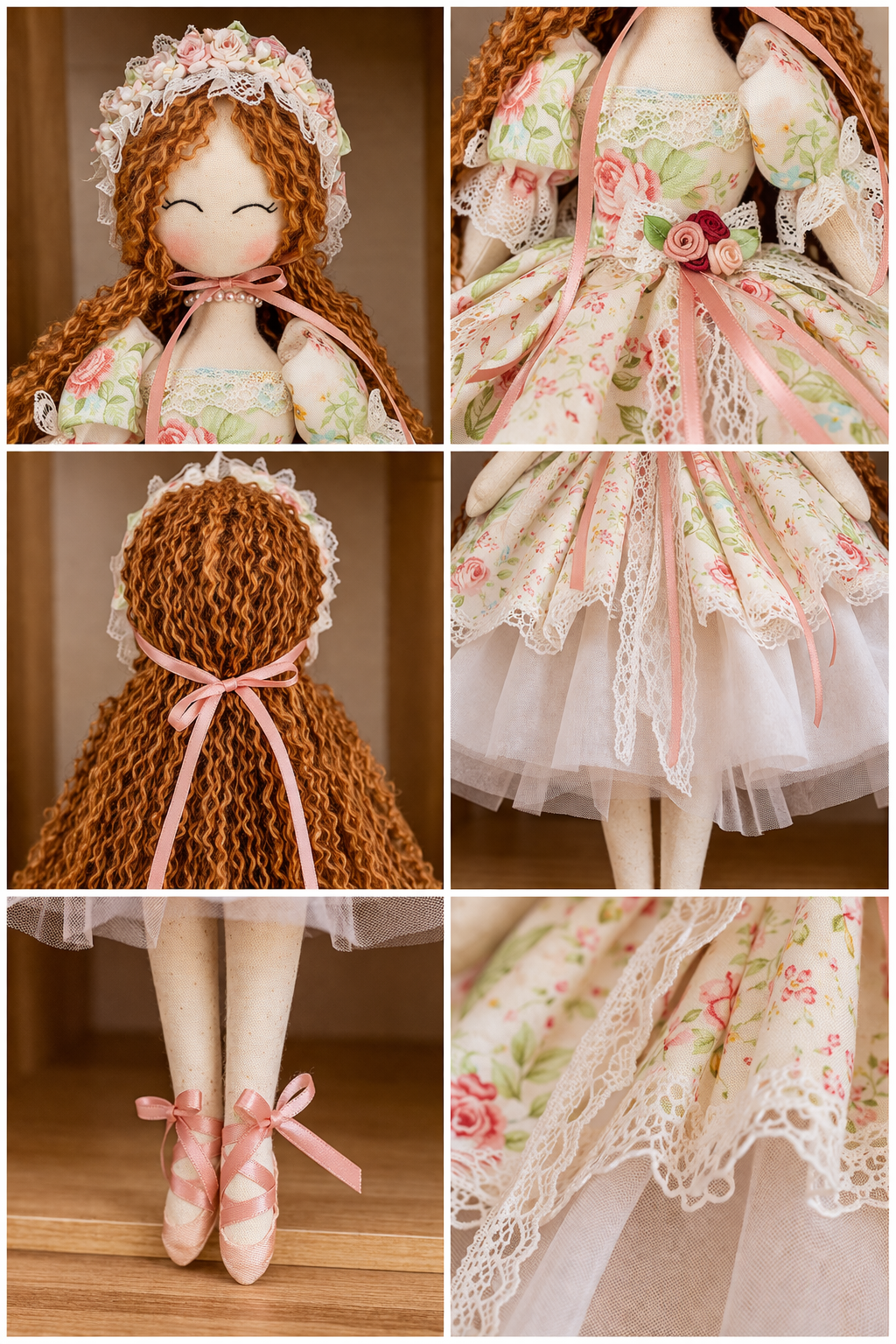 Rose Petal Reverie – Handmade Floral Lace Doll with Vintage Garden Grace & Soft Romantic Charm