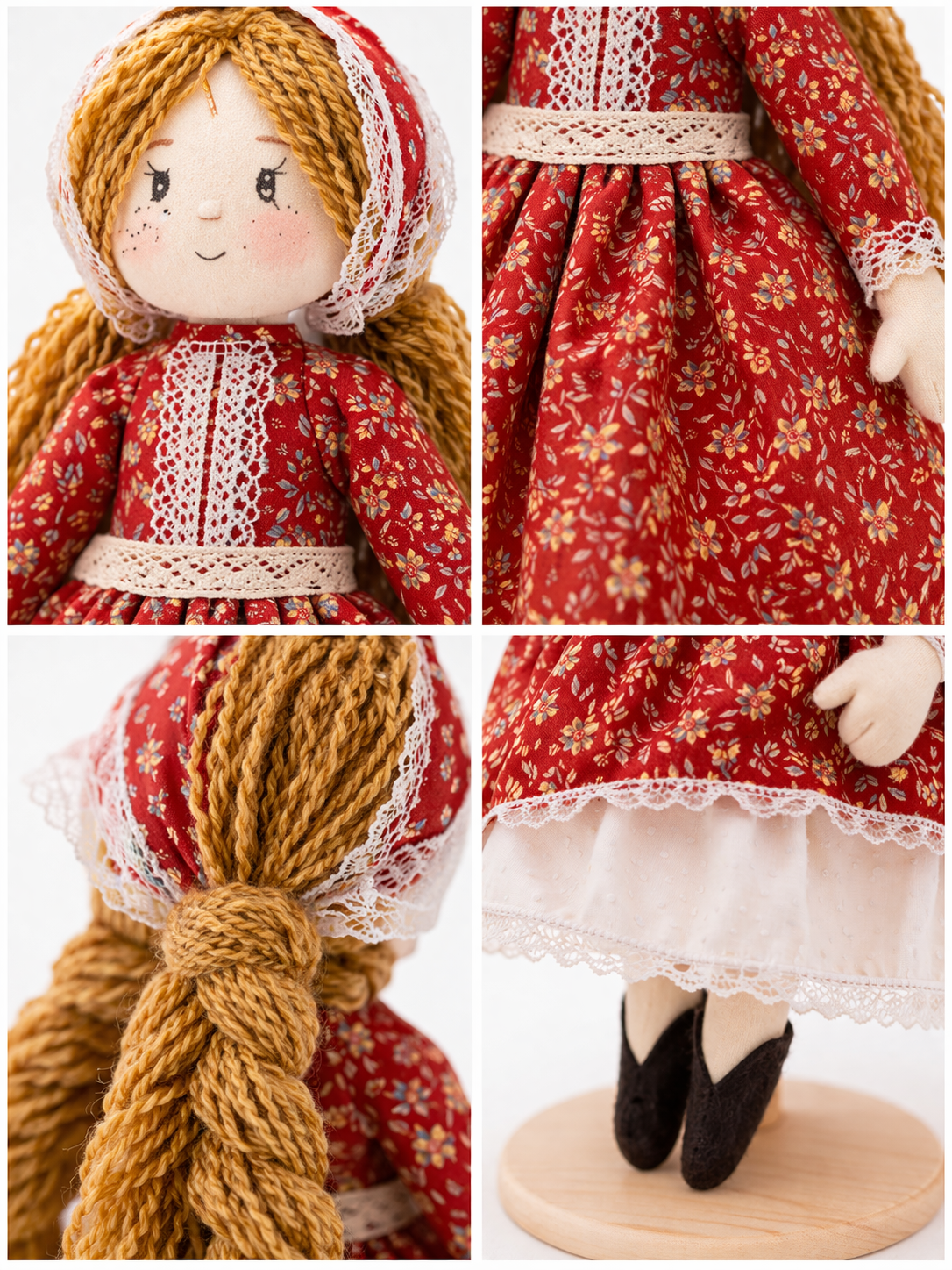 Scarlet Bloom Keeper – Handmade Cottagecore Doll Wrapped in Warmth & Quiet Magic